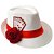 Chapeu Maria Navalha Malandra Branco com Rosa e Baralho Umbanda - Imagem 1