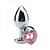 Plug Anal P Metal Cromado Coração Rosa - Imagem 1