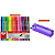Kit Canetas Fineliner 24 Cores + Estojo Baú Neon PVC Transparente Roxo - Imagem 1