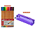 Kit Canetas Fineliner 12 Cores Amarela + Estojo Baú Neon PVC Transparente Roxo - Imagem 1