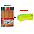 Kit Canetas Fineliner 12 Cores Amarela + Estojo Baú Neon PVC Transparente Amarelo - Imagem 1