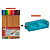 Kit Canetas Fineliner 12 Cores Amarela + Estojo Baú Neon PVC Transparente Azul - Imagem 1