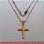 GARGANTILHA BRUTO PRONTO PARA BANHO  COM CORRENTE DE 45CM+EXTENSOR(L11)- COM  FECHO LAGOSTA PINGENTE 22MM CRUZ ESTAMPADA COM JESUS CRISTO PESO 2,3GR - BRU1260 - Imagem 1