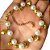 Pulseira No Bruto Pronto para Banho Com Perolas De 8mm e Corações Tamanho Aproximado: 20,0cm Extensor: 6,0cm Peso: 8,3 gramas REF: BRU228 - Imagem 1
