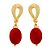 Brinco Folheado 18k com Pedra Natural Coral, Tamanho Aprox: 3,5cm x 1,0cm  REF: 0001050 - Imagem 2
