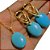 CONJUNTO COM GARGANTILHA PINGENTE DE PEDRA TAM.28X18MM NATURAL HOWLITA TURQUESA E BRINCO COM PEDRA DO MESMO TAMANHO REF.CON0007 - Imagem 1