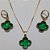 CONJUNTO (VAN CLEFF) NO BRUTO PRONTO PARA O BANHO  - GARGANTILHA  COM CORRENTE SINGAPURA DE 45CM - BRINCO 10MM COM ARGOLA DE PRESSÃO (COR VERDE) - PESO TOTAL: 7.2GR - BRU8896 - Imagem 1