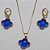 CONJUNTO (VAN CLEFF) NO BRUTO PRONTO PARA O BANHO  - GARGANTILHA  COM CORRENTE SINGAPURA DE 45CM - BRINCO 13.4MM COM ARGOLA DE PRESSÃO (COR AZUL) - PESO TOTAL: 7.2GR - BRU8897 - Imagem 1
