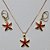 CONJUNTO NO BRUTO PRONTO PARA O BANHO(CX78) - COM CORRENTE VENEZIANA 45CM ESTRELA EM ALTA FUSÃO (VERMELHO) BRINCO COM ARGOLA - PESO TOTAL 6.4GR - PINGENTE/BRINCO  TAM. 18MM - BRU11058A - Imagem 1