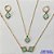 CONJUNTO NO BRUTO PRONTO PARA O BANHO - TIPO VAN CLEEF MADRE PÉROLA VERDE 11MM (GARGANTILHA E BRINCOS) - PESO TOTAL 5,7GR - CORRENTE CADEADO E FECHO LAGOSTA - COMPOSIÇÃO: LATÃO / RESINA - BRU9692 - Imagem 1