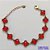 PULSEIRA NO BRUTO PRONTO PARA O BANHO - PULSEIRA COM 10 PINGENTES TIPO VAN CLEEF EM VIDRO VERMELHA 11MM - TAMANHO 18CM COM EXTENSOR E FECHO LAGOSTA - COMPOSIÇÃO: LATÃO / VIDRO - PESO 9GR - BRU9704 - Imagem 1
