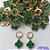 BRINCO NO BRUTO PRONTO PARA O BANHO -  BRINCO ARGOLINHA DE PRESSÃO (TRANQUETA) COM PINGENTE TIPO VAN CLEEF 14MM VERDE LISTRADO - PESO 2,8GR - BRU9976 - Imagem 1