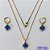 CONJUNTO NO BRUTO PRONTO PARA O BANHO - GARGANTILHA COM CORRENTE VENEZIANA DE 45CM - PINGENTE E BRINCOS TIPO VAN CLEEF 10MM EM VIDRO AZUL - BRINCOS ARGOLA DE PRESSÃO - PESO TOTAL: 4,6GR - BRU10140 - Imagem 1