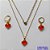 CONJUNTO NO BRUTO PRONTO PARA O BANHO - GARGANTILHA COM CORRENTE CADEADO DE 45CM - PINGENTE E BRINCOS TIPO VAN CLEEF 10MM EM VIDRO VERMELHO - BRINCOS ARGOLA DE PRESSÃO - PESO TOTAL: 4,8GR - BRU10146 - Imagem 1