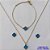 CONJUNTO NO BRUTO PRONTO PARA O BANHO - TIPO VAN CLEEF AZUL (GARGANTILHA, BRINCO E PULSEIRA) PINGENTE 14MM - GARGANTILHA COM CORRENTE CADEADO 45CM E FECHO LAGOSTA - BRINCOS DE PINO E PULSEIRA 18CM - PESO TOTAL: 5,1GR - BRU10217 - Imagem 1