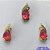 CONJUNTO NO BRUTO PRONTO PARA O BANHO (CX26) - CONJUNTO SEM CORRENTE (CX001879 C503) - (PINGENTE E BRINCOS) PINGENTE DE 18MM PEDRA EM ZIRCÔNIA VERMELHO - PESO TOTAL 4GR -  BRU10301 - Imagem 1