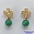 BRINCO FOLHEADO A OURO - BANHADO COM 5 MILESIMO+VERNIZ DIAMOND - BRINCO COM PINO E TREVO COM ZIRCÔNIAS E PEDRA JADE VERDE - TAMANHO 27MM - OURO017 - Imagem 1