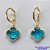 BRINCO FOLHEADO A OURO - BANHADO COM 5 MILÉSIMOS + VERNIZ DIAMOND - BRINCO TIPO VAN CLEEF 10MM AZUL EM VIDRO  - OURO040 - Imagem 1