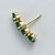 BRINCO FOLHEADO A OURO - BANHADO COM 5 MILÉSIMOS + VERNIZ DIAMOND - BRINCO DE PINO COM ZIRCÔNIAS VERDES 5X17MM - OURO049 - Imagem 2