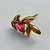 BRINCO NO BRUTO PRONTO BANHO (CX27) - BRINCO DE PINO FOLHAS COM ZIRCÔNIA ROSA (BX001658 C503) - TAMANHO 10X16MM - PESO TOTAL 2GR - BRU12888 - Imagem 2