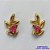 BRINCO NO BRUTO PRONTO BANHO (CX27) - BRINCO DE PINO FOLHAS COM ZIRCÔNIA ROSA (BX001658 C503) - TAMANHO 10X16MM - PESO TOTAL 2GR - BRU12888 - Imagem 1