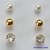 BRINCO DE TRIO FOLHEADO A OURO - BANHADO COM 5 MILÉSIMOS + VERNIZ DIAMOND - (BIJ188) BRINCO DE PINO TRIO PÉROLA / BOLINHA / ZIRCÔNIA - OURO060 - Imagem 1