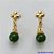 BRINCO FOLHEADO A OURO - BANHADO COM 5 MILÉSIMOS + VERNIZ DIAMOND - BRINCO DE PINO COM PEDRA NATURAL JADE VERDE - OURO088 - Imagem 1