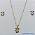 CONJUNTO FOLHEADO A OURO - BANHADO COM 5 MILÉSIMOS + VERNIZ DIAMOND - CONJUNTO INFANTIL COM CORRENTE VENEZIANA 40CM E BRINCOS DE PINO COM PINGENTES DE URSINHO - OURO165 - Imagem 1