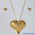 CONJUNTO FOLHEADO A OURO - BANHADO COM 5 MILÉSIMOS + VERNIZ DIAMOND - CONJUNTO  COM CORRENTE VENEZIANA 45CM E BRINCOS DE PINO CORAÇÃO 8MM COM PINGENTE DE CORAÇÃO 40MM - OURO166 - Imagem 1