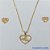 CONJUNTO FOLHEADO A OURO - BANHADO COM 5 MILÉSIMOS + VERNIZ DIAMOND -(CJB715) CONJUNTO  COM CORRENTE VENEZIANA 45CM E BRINCOS DE PINO CORAÇÃO 11MM COM PINGENTE CORAÇÃO LOVE 19MM - OURO168 - Imagem 1