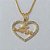 CONJUNTO FOLHEADO A OURO - BANHADO COM 5 MILÉSIMOS + VERNIZ DIAMOND -(CJB715) CONJUNTO  COM CORRENTE VENEZIANA 45CM E BRINCOS DE PINO CORAÇÃO 11MM COM PINGENTE CORAÇÃO LOVE 19MM - OURO168 - Imagem 2