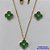 CONJUNTO EM AÇO INOXIDÁVEL(CX55) - CONJUNTO EM AÇO INOXIDÁVEL DOURADO COM PINGENTES TIPO VAN CLEEF VERDE 13MM - TAMANHO: 45CM + EXTENSOR - FECHO LAGOSTA - COMPOSIÇÃO: AÇO INOXIDÁVEL - GARANTIA 06 MESES - AÇO1260 - Imagem 2