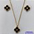 CONJUNTO EM AÇO INOXIDÁVEL(CX55) - CONJUNTO EM AÇO INOXIDÁVEL DOURADO COM PINGENTES TIPO VAN CLEEF PRETO 13MM - TAMANHO: 45CM + EXTENSOR - FECHO LAGOSTA - COMPOSIÇÃO: AÇO INOXIDÁVEL - GARANTIA 06 MESES - AÇO1261 - Imagem 1