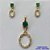 CONJUNTO NO BRUTO PRONTO PARA O BANHO(CX61) - (CX002485 C129) CONJUNTO "SEM CORRENTE" COM BRINCOS E PINGENTE COM DETALHES VAZADOS COM ZIRCÔNIAS CRISTAIS E VERDE 12X26MM - PESO TOTAL 2,2GR - BRU13404 - Imagem 1
