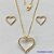 CONJUNTO FOLHEADO A OURO - BANHADO COM 5 MILÉSIMOS + VERNIZ DIAMOND - (CJA764) CONJUNTO COM CORRENTE VENEZIANA 45CM E PINGENTES CORAÇÃO VAZADOS CRAVEJADOS EM MICROS ZIRCÔNIAS 15/24MM - FECHO REDONDO - OURO180 - Imagem 1