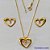 CONJUNTO FOLHEADO A OURO - BANHADO COM 5 MILÉSIMOS + VERNIZ DIAMOND - (CJB777) CONJUNTO COM CORRENTE VENEZIANA 45CM E PINGENTES CORAÇÃO VAZADOS 16MM - FECHO REDONDO - OURO181 - Imagem 1