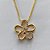 CONJUNTO FOLHEADO A OURO - BANHADO COM 5 MILÉSIMOS + VERNIZ DIAMOND - (CJA740) CONJUNTO COM CORRENTE VENEZIANA 45CM E PINGENTES FLOR VAZADA CRAVEJADAS EM MICROS ZIRCÔNIAS 14MM - FECHO REDONDO - OURO182 - Imagem 2