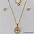 CONJUNTO FOLHEADO A OURO - BANHADO COM 5 MILÉSIMOS + VERNIZ DIAMOND - (CJB718) CONJUNTO COM CORRENTE VENEZIANA 45CM E PINGENTE REDONDO COM PEDRAS EM ZIRCÔNIAS CRISTAIS 13MM - FECHO REDONDO - OURO186 - Imagem 1