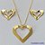 CONJUNTO FOLHEADO A OURO - BANHADO COM 5 MILÉSIMOS + VERNIZ DIAMOND - (CJA739) CONJUNTO COM CORRENTE VENEZIANA 45CM E PINGENTES CORAÇÃO VAZADO CRAVEJADO EM MICROS ZIRCÔNIAS 33X34MM - FECHO REDONDO - OURO190 - Imagem 1