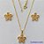 CONJUNTO FOLHEADO A OURO - BANHADO COM 5 MILÉSIMOS + VERNIZ DIAMOND - (CJA836) CONJUNTO COM CORRENTE VENEZIANA 45CM E PINGENTES FLORES VAZADO CRAVEJADO EM MICROS ZIRCÔNIAS 15MM - FECHO REDONDO - OURO193 - Imagem 1