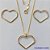CONJUNTO FOLHEADO A OURO - BANHADO COM 5 MILÉSIMOS + VERNIZ DIAMOND - (CJB679) CONJUNTO COM CORRENTE VENEZIANA 45CM E PINGENTES CORAÇÕES VAZADOS COM ZIRCÔNIAS 21X25MM - FECHO REDONDO - OURO196 - Imagem 1
