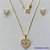 CONJUNTO FOLHEADO A OURO - BANHADO COM 5 MILÉSIMOS + VERNIZ DIAMOND - (CJA857) CONJUNTO COM CORRENTE VENEZIANA 45CM E PINGENTES CORAÇÃO COM FLOR CRAVEJADO EM MICROS ZIRCÔNIAS 14MM - FECHO REDONDO - OURO199 - Imagem 1