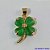 PINGENTE FOLHEADO A OURO - BANHADO COM 5 MILÉSIMOS + VERNIZ DIAMOND - PINGENTE TREVO QUATRO FOLHAS COM PEDRAS EM ZIRCÔNIAS VERDES 12X18MM - OURO215 - Imagem 1