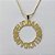GARGANTILHA FOLHEADA A OURO - BANHADO COM 5 MILÉSIMOS + VERNIZ DIAMOND - CORRENTE RABO DE RATO 45CM - PINGENTE MANDALA COM PALAVRA FELICIDADE 40MM - OURO216 - Imagem 2
