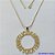 GARGANTILHA FOLHEADA A OURO - BANHADO COM 5 MILÉSIMOS + VERNIZ DIAMOND - CORRENTE RABO DE RATO 45CM - PINGENTE MANDALA COM PALAVRA FELICIDADE 40MM - OURO216 - Imagem 1
