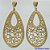 BRINCO FOLHEADO A OURO - BANHADO COM 5 MILÉSIMOS + VERNIZ DIAMOND - BRINCO DE PINO COM PINGENTE FOLHA VAZADAS 39X71MM - OURO217 - Imagem 1