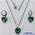 CONJUNTO EM AÇO INOXIDÁVEL - (AÇO03) CONJUNTO COM CORRENTE 50CM E BRINCOS ARGOLINHA DE PRESSÃO (TRANQUETA) COM PINGENTES CORAÇÕES EM ACRÍLICO VERDE 12MM - FECHO LAGOSTA - COMPOSIÇÃO: AÇO INOXIDÁVEL / ACRÍLICO - AÇO1353 - Imagem 1
