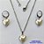 CONJUNTO EM AÇO INOXIDÁVEL - (AÇO03) CONJUNTO COM CORRENTE 50CM E BRINCOS ARGOLINHA DE PRESSÃO (TRANQUETA) COM PINGENTES CORAÇÕES EM PÉROLA 12MM - FECHO LAGOSTA - COMPOSIÇÃO: AÇO INOXIDÁVEL / RESINA - AÇO1356 - Imagem 1