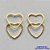 BRINCO FOLHEADO A OURO (BRJ3004) - BANHADO COM 5 MILÉSIMOS + VERNIZ DIAMOND - BRINCO DE PINO CORAÇÃO DUPLO VAZADO 13MM - OURO223 - Imagem 1