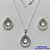 CONJUNTO FOLHEADO A PRATA COM 50 MILÉSIMOS + VERNIZ DIAMOND - CONJUNTO CORRENTE CADEADO 45CM E PINGENTES GOTAS VAZADAS COM CRISTAIS 15X21MM   FECHO LAGOSTA PRA029 - Imagem 1